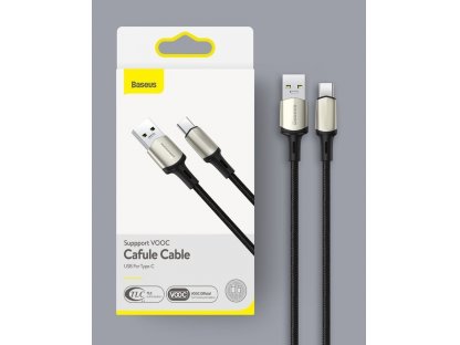 Cafule nylonový kabel USB - USB Typ C pro rychlé nabíjení VOOC Quick Charge 3.0 5 A 2 m zelený (CATKLF-VB06)