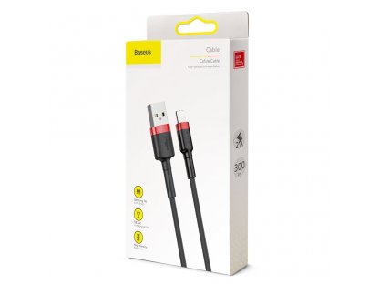 Cafule odolný nylonový kabel USB / Lightning QC3.0 2A 3M  černo-červený