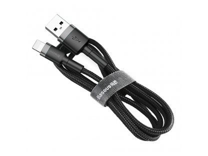 Cafule odolný nylonový kabel USB / Lightning QC3.0 2A 3M černo-šedý