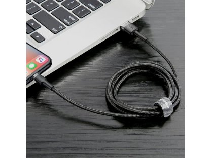 Cafule odolný nylonový kabel USB / Lightning QC3.0 2A 3M černo-šedý