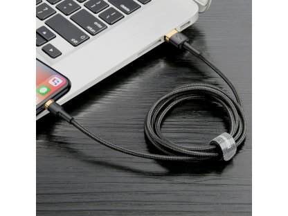 Cafule odolný nylonový kabel USB / Lightning QC3.0 2A 3M černo-zlatý