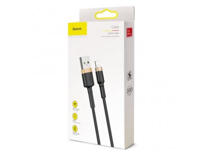 Cafule odolný nylonový kabel USB / Lightning QC3.0 2A 3M černo-zlatý