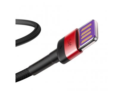 Cafule odolný nylonový kabel USB Typ C SuperCharge 40W Quick Charge 3.0 QC 3.0 1m černo-červený (CATKLF-P91)