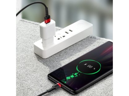 Cafule odolný nylonový kabel USB Typ C SuperCharge 40W Quick Charge 3.0 QC 3.0 1m černo-červený (CATKLF-P91)