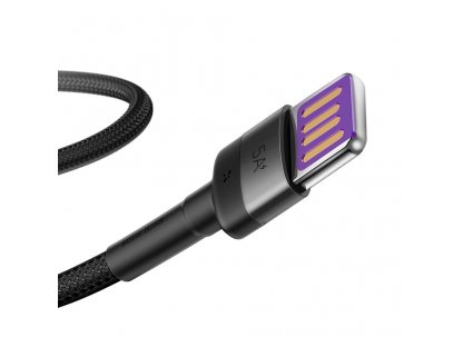 Cafule odolný nylonový kabel USB Typ C SuperCharge 40W Quick Charge 3.0 QC 3.0 1m šedě-černý (CATKLF-PG1)