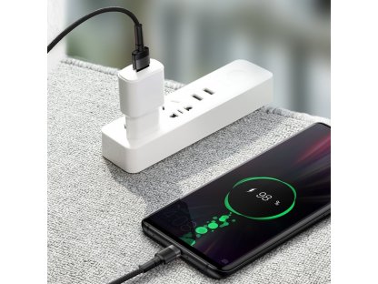 Cafule odolný nylonový kabel USB Typ C SuperCharge 40W Quick Charge 3.0 QC 3.0 1m šedě-černý (CATKLF-PG1)