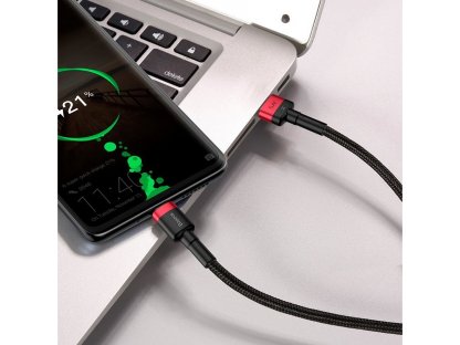 Cafule odolný nylonový kabel USB Typ C SuperCharge 40W Quick Charge 3.0 QC 3.0 1m šedě-černý (CATKLF-PG1)