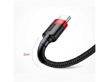 Cafule odolný nylonový kabel USB / USB-C QC3.0 2A 3M  červený