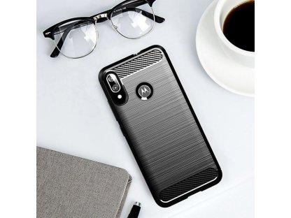 Carbon Case elastické pouzdro Motorola Moto E6 Plus černé