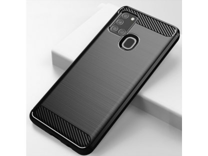 Carbon Case elastické pouzdro Samsung Galaxy A21S černé