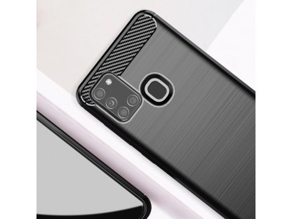 Carbon Case elastické pouzdro Samsung Galaxy A21S modré