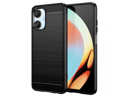 Carbon Case flexibilní silikonový karbonové pouzdro pro Realme 10 - černý