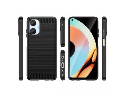 Carbon Case flexibilní silikonový karbonové pouzdro pro Realme 10 - černý