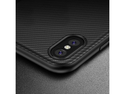 Carbon Fiber elastické pouzdro iPhone X modré