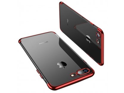 Clear Color case gelové pouzdro s metalickým rámem iPhone 8 Plus / iPhone 7 Plus červené
