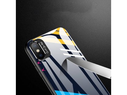 Color Glass Case pouzdro z tvrzeného skla s clonou na kameru iPhone XS / iPhone X vzorek 4