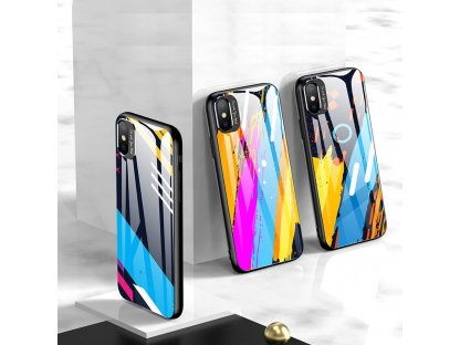 Color Glass Case pouzdro z tvrzeného skla s clonou na kameru iPhone XS / iPhone X vzorek 4