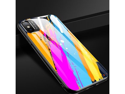 Color Glass Case pouzdro z tvrzeného skla s clonou na kameru iPhone XS / iPhone X vzorek 4