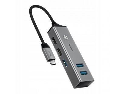 Cube adapter HUB adaptér z konektoru USB-C na 5x USB (3x USB 3.0, 2x USB 2.0) šedý (CAHUB-D0G)