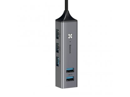 Cube adapter HUB adaptér z konektoru USB-C na 5x USB (3x USB 3.0, 2x USB 2.0) šedý (CAHUB-D0G)