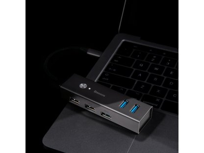 Cube adapter HUB adaptér z konektoru USB-C na 5x USB (3x USB 3.0, 2x USB 2.0) šedý (CAHUB-D0G)