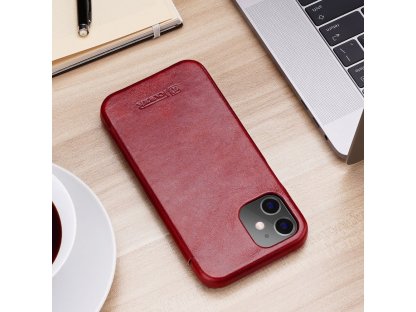 Curved Edge Vintage Folio kožené pouzdro iPhone 12 Pro Max červené (RIX1202 red)