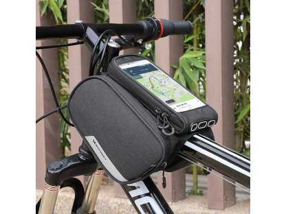 Cyklistická taška na rám + odnímatelné pouzdro na telefon do 6,5 palců 1.5L černé (WBB7BK)