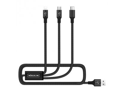 Dárková sada Fancy Pro Pouzdro na iPhone 11 Pro, 10W bezdrátová nabíječka Qi, kabel 3v1 USB - Lightning / USB typu C / micro USB 3A 1,5 m černý