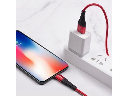 Datový kabel USB na iPhone Lightning 8-pin COOL X38 1 metr červený