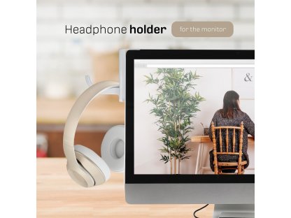 Držák sluchátek na monitoru bílý