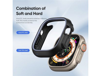 Pouzdro DUX DUCIS Bamo pro Apple Watch Ultra/Ultra 2 49 mm z tvrdého PC + měkkého silikonu - půlnoční/šedá