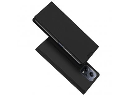 Hladké kožené knížkové pouzdro pro Redmi Note 12 Pro 5G černé