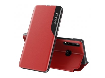 Eco Leather View Case elegantní pouzdro s klapkou a funkcí podstavce Huawei P40 Lite E červené