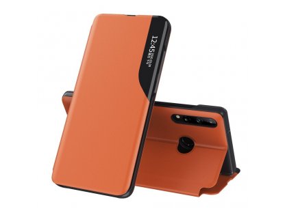 Eco Leather View Case elegantní pouzdro s klapkou a funkcí podstavce Huawei P40 Lite E oranžové