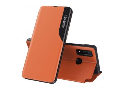 Eco Leather View Case elegantní pouzdro s klapkou a funkcí podstavce Huawei P40 Lite oranžové