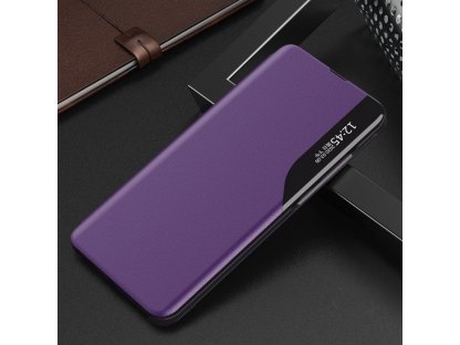 Eco Leather View Case elegantní pouzdro s klapkou a funkcí podstavce Huawei Y5p fialové