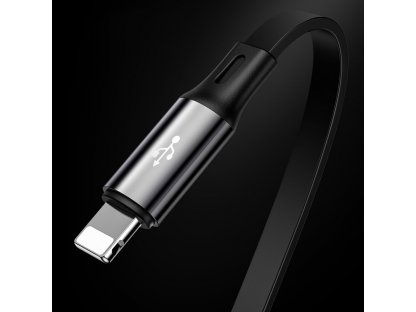 Elastický datový kabel 3v1 USB pro M+L+T 3,5A 1,2 m černý