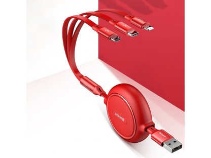 Elastický datový kabel 3v1 USB pro M+L+T 3,5A 1,2 m černý