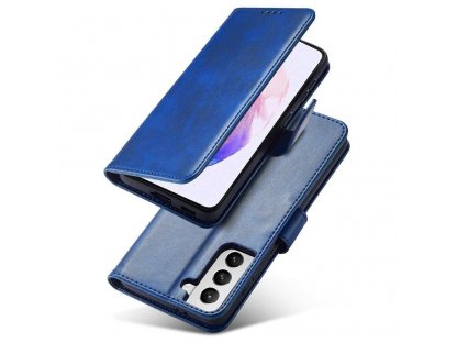 Elegantní knížkové pouzdro Magnet Case s funkcí stojánku pro Samsung Galaxy S22 Ultra modré