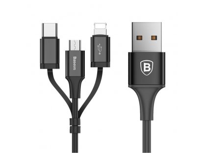 Excellent kabel 3v1 USB - micro USB / Lightning / USB-C 2A 1.2M černý (CA3IN1-ZY01)