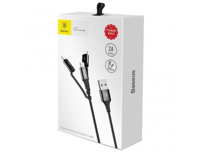 Excellent kabel 3v1 USB - micro USB / Lightning / USB-C 2A 1.2M černý (CA3IN1-ZY01)