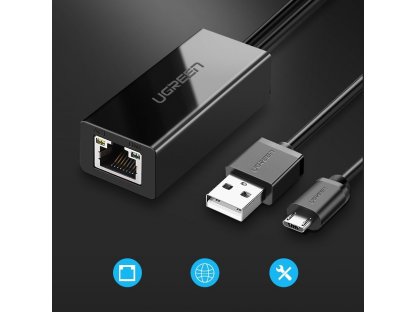 externí síťová karta micro USB 100Mbps pro Chromecast 1m černá (30985)