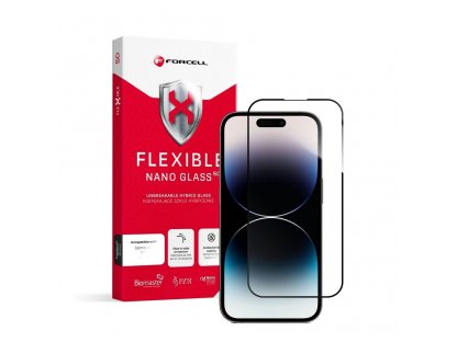 Flexibilní 5D Full Glue hybridní sklo pro iPhone 14 Pro 6,1" černé