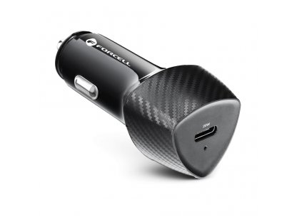 FORCELL CARBON car charger Type C 3.0 PD20W CC50-1C black (Total 20W) + cable for Apple Lightning 8-pin PD20W