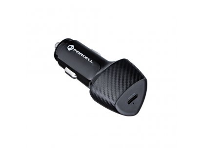 FORCELL CARBON nabíječka do auta typ C 3.0 černá (celkem 20W) + kabel pro typ C
