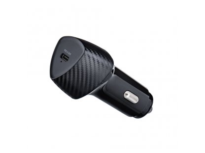 FORCELL CARBON nabíječka do auta typ C 3.0 černá (celkem 20W) + kabel pro typ C