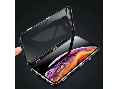 Full Magnetic Case magnetické pouzdro 360 na přední i zadní část + sklo na displej iPhone 11 Pro černo/průsvitné