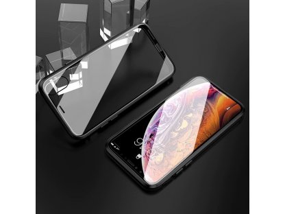 Full Magnetic Case magnetické pouzdro 360 na přední i zadní část + sklo na displej iPhone 11 Pro černo/průsvitné