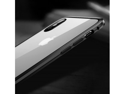 Full Magnetic Case magnetické pouzdro 360 na přední i zadní část + sklo na displej iPhone 11 Pro černo/průsvitné