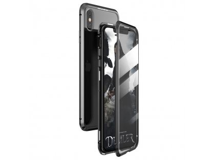 Full Magnetic Case magnetické pouzdro 360 na přední i zadní část + sklo na displej iPhone 11 Pro Max černo/průsvitné